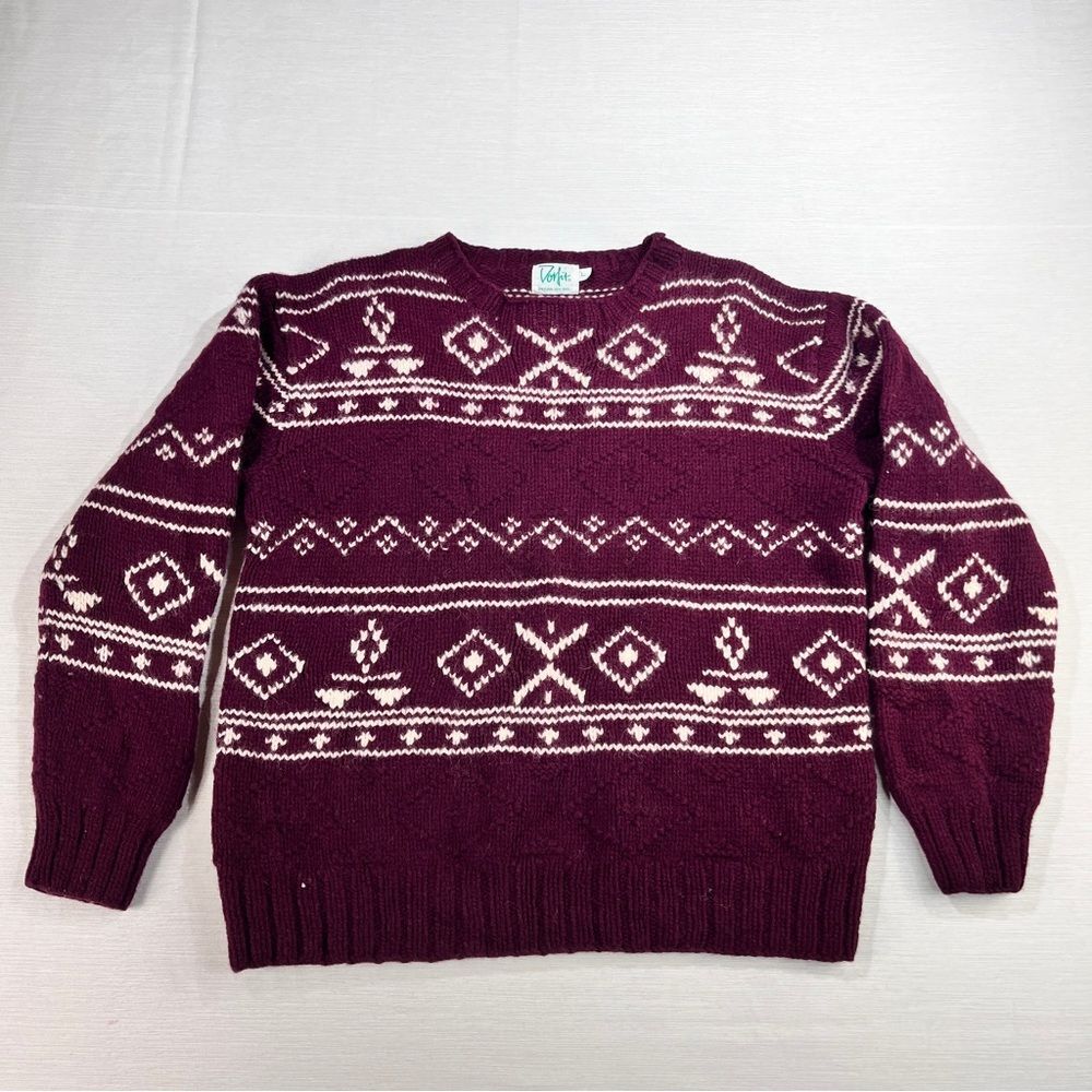 Vintage Dorfit Maroon Sweater 100% Shetland wool Sz L
